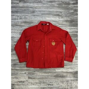 Vintage Woolrich Boy Scouts of America Red Wool Jacket Shirt Large Button Up